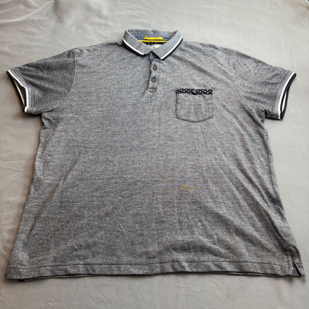 Ping Pong Pro Mens Grey Marl‎ Polo Shirt Star Trim Pocket Size Large